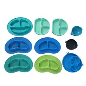 Nuby Sure Grip Silicone Miracle Mat Bulk 2 & 3 -Section Oval Plates and bowls